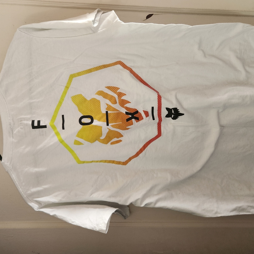 White T-Shirt with Yellow and Orange Graphic